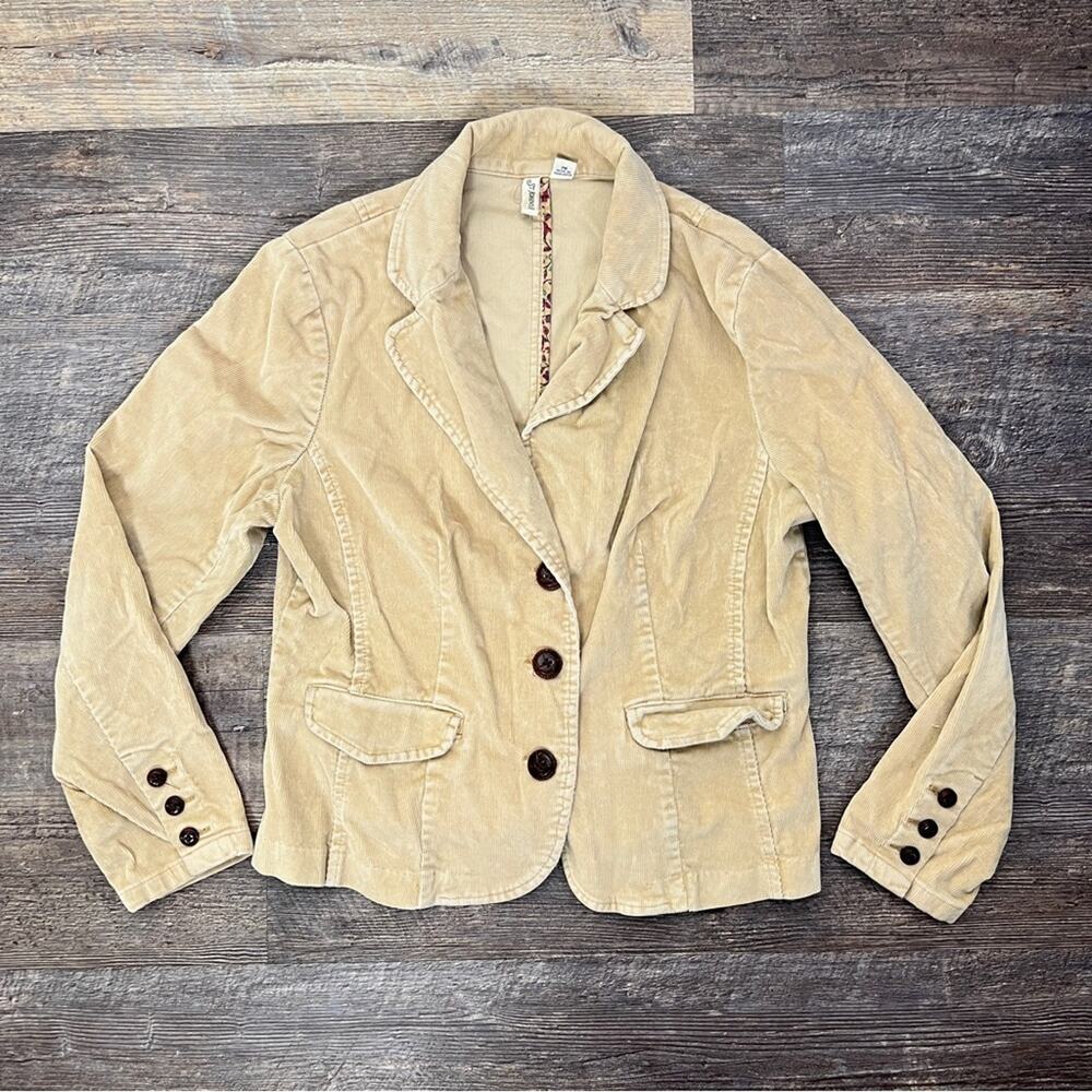 St. John's Bay tan corduroy blazer jacket size medium petite MP B131